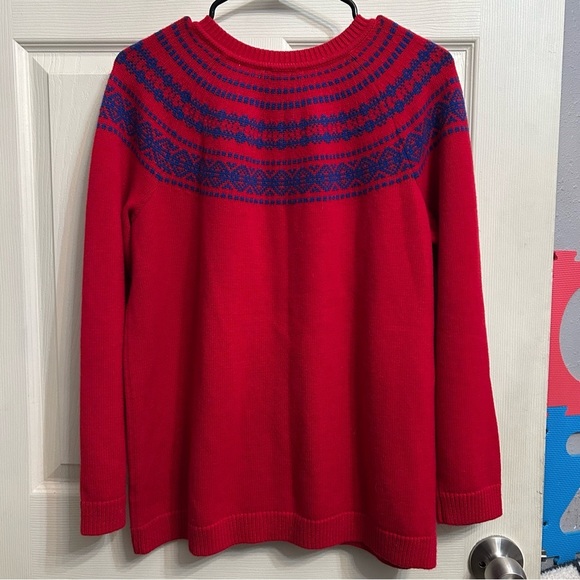 Talbots woman cardigan lambs wool mix, size X rend and blue button up - Picture 3 of 7